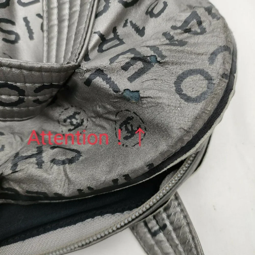 Chanel Hand Bag Silver Nylon